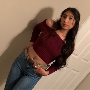 Violet off shoulder shirt